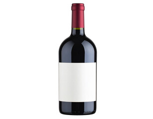 Elegant Wine Bottle with Blank White Label, Isolated on Transparent Background png