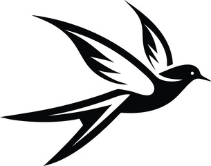 Modern minimalist bird icon in flight design for logo and branding elements