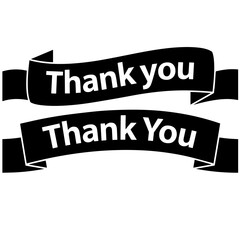 Two black ribbon banners with the words 