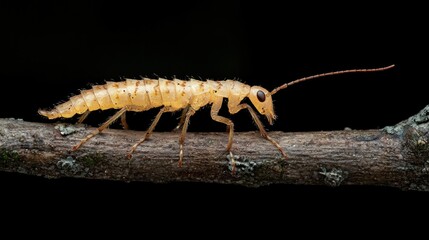 5. A macro shot captures an insect crawling along a branch, showcasing its tiny, precise movements