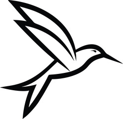 Modern minimalist black bird silhouette icon in flight logo design