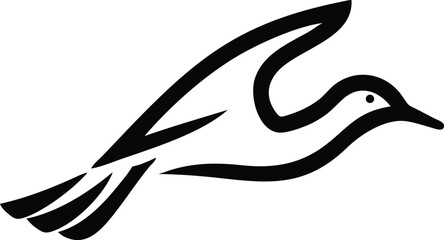 Minimalist bird silhouette in flight single stroke for logo design