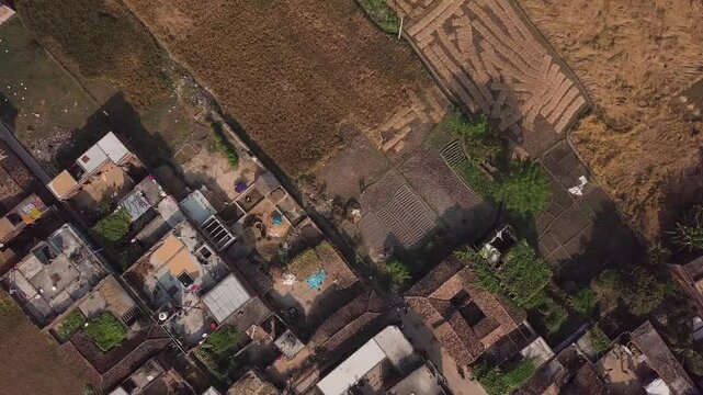Aerial view of Sitapur, Uttar Pradesh, India &mdash; a nearby village that is not yet developed, located close to Lucknow.
