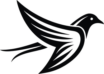 Minimalist silhouette of a bird flying with a single stroke for logo design