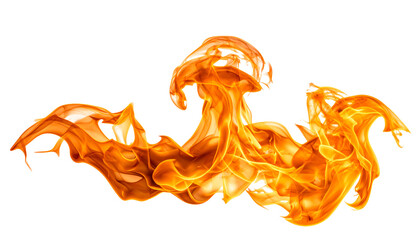 Abstract fiery orange flames isolated on white background