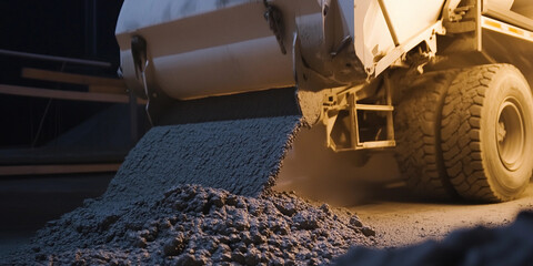 Concrete being poured at construction site Generative AI