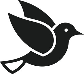 Modern minimalist bird silhouette in flight vector graphic for logo design