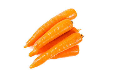 Ripe juicy carrot isolated on white background.