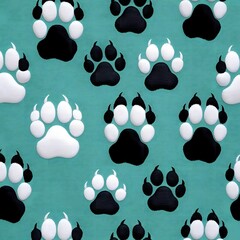 Fototapeta premium Black and White Paw Prints Pattern