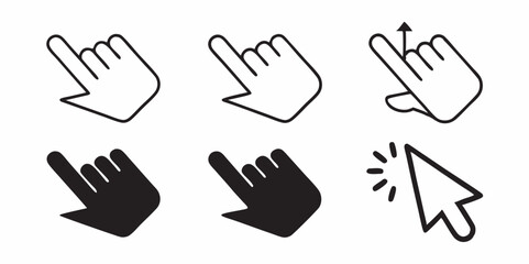 Fototapeta premium Human hand vector illustration set with finger gestures, icons, and web symbols for business and internet concept design