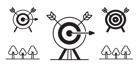 Fototapeta premium Achieve business goals with an arrow hitting the bullseye on a red target, symbolizing accuracy and success in competition