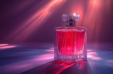Pink Perfume Bottle in Dramatic Lighting
