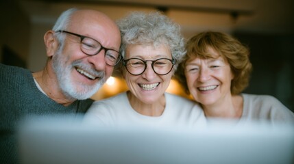 A group of seniors participating in the Seniors Embracing Technology Engaged Elderly Learners program are working together on a laptop