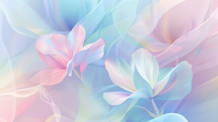 Fototapeta premium Delicate pastel flowers and flowing fabric