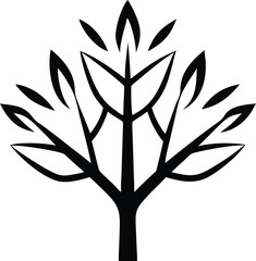 Minimalist black tree silhouette logo design representing nature and growth