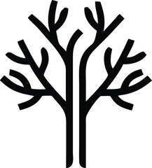 Minimalist tree logo design featuring three straight branches transparent silhouette