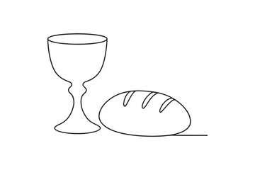 Bread and Wine continuous one line drawing minimalism design