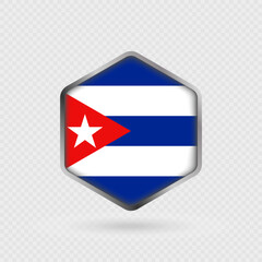 Cuba flag icon in hexagon shape.