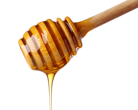 Honey dripping with dipper isolated on transparent background PNG