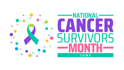 National Cancer Survivors Month background banner or poster design template. observed every year in June. Holiday concept. Use to any Template, card, poster, placard, template.