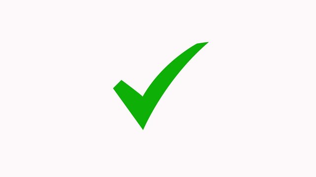 Green checkmark symbol indicating approval agreement or validation on white background