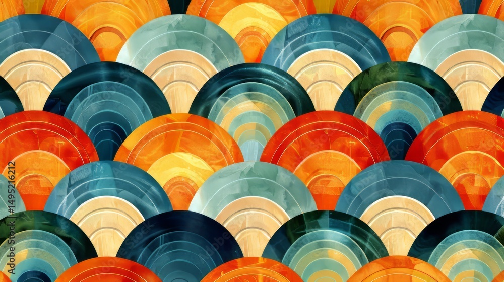 Poster the image shows a seamless, geometric pattern composed of overlapping arches.