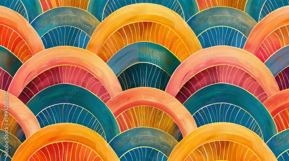 Poster the image shows a seamless, geometric pattern composed of overlapping arches.