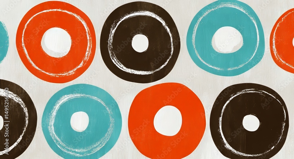 Poster an overlapping design is used to create a retro geometric circle pattern that showcases vibrant colo