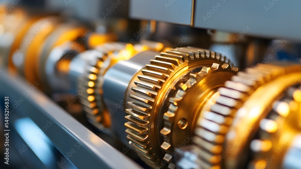 Aufkleber intricate mechanical gears inside an open engine casing