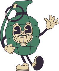Stylish Retro Grenade Cartoon with a Funky Attitude