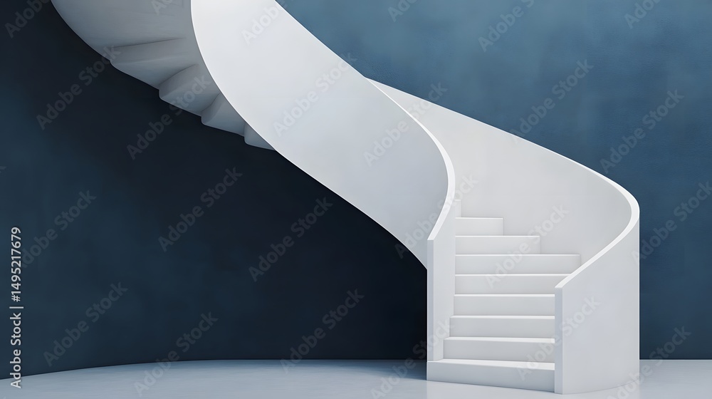 Poster elegant spiral staircase in a minimalist architectural setting