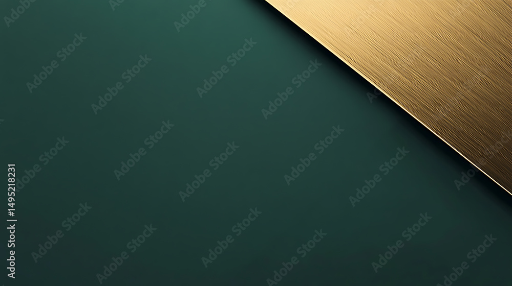 Aufkleber abstract background with a sharp diagonal division between a dark green surface and a textured gold 