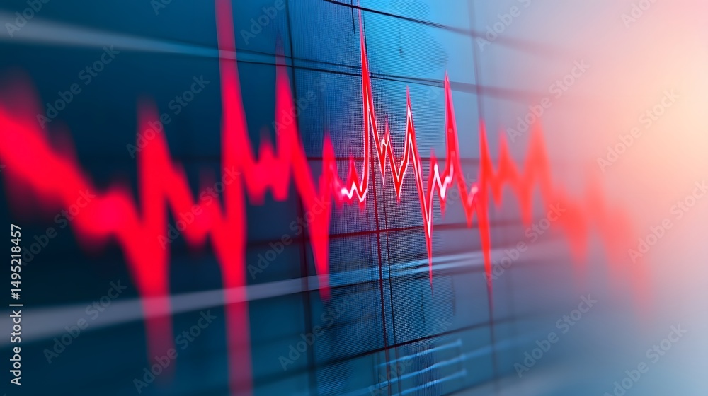 Poster seismic tremor waveform displayed on a chart, representing earthquake detection tools.