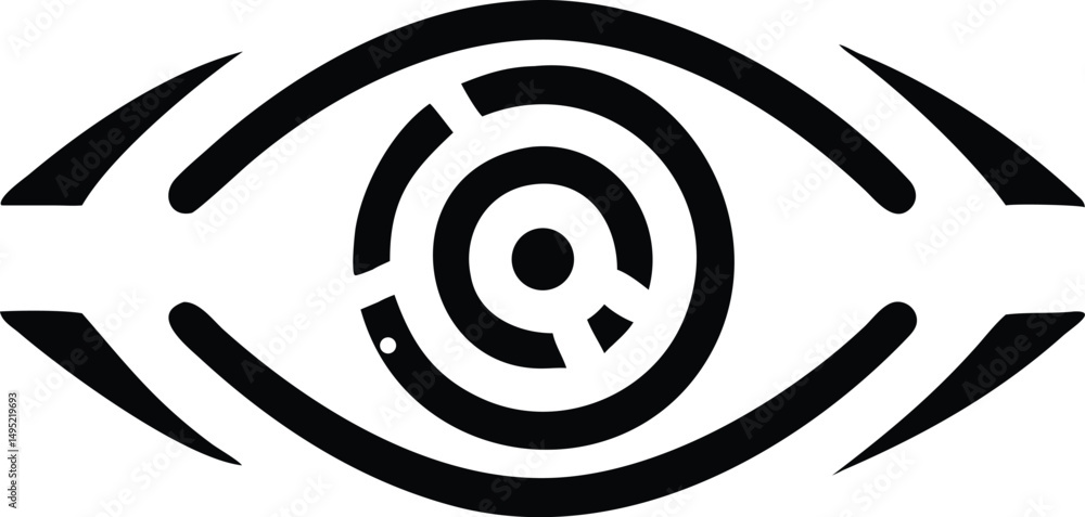 Poster minimalist eye logo design with sharp lines depicting unique vision