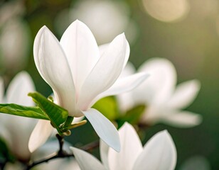 White flowers with green leaves