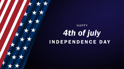 4th of July Independence Day Background with American Flag and Dark Gradient