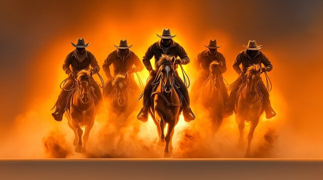 Dust swirled through the air as a posse of cowboys rode their horses into town