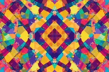 Abstract geometric shapes form a colorful repeating pattern Perfect for backgrounds, textures, and design projects , colorful background, repeating design
