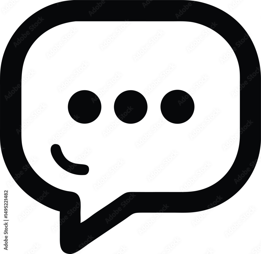 Poster minimalist vector design of a chat bubble logo with rounded square edges