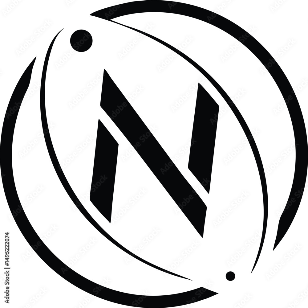Poster abstract letter n logo design in a circular shape suitable for branding