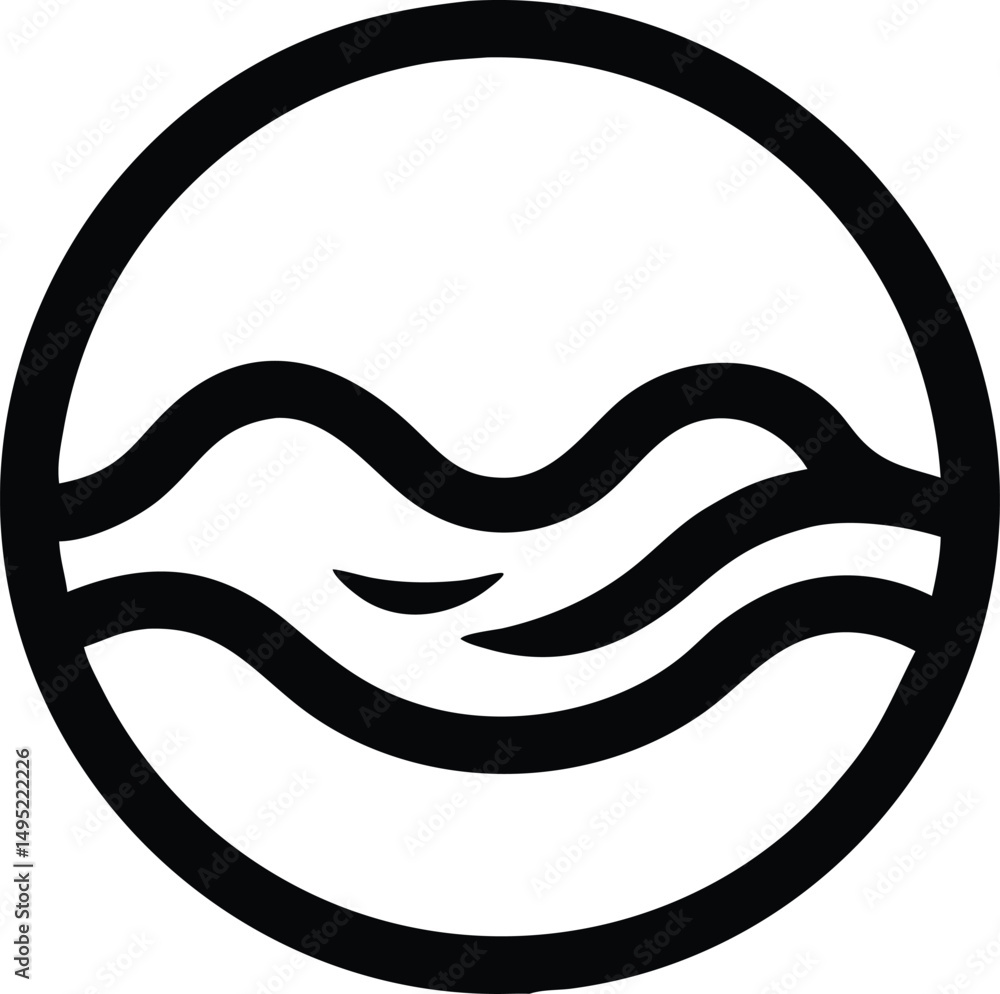 Poster simple minimalist circle logo with wave line inside concept design