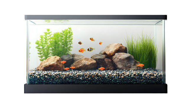 Empty Fish Tank Glass on Transparent Background - Professional Aquarium Image
