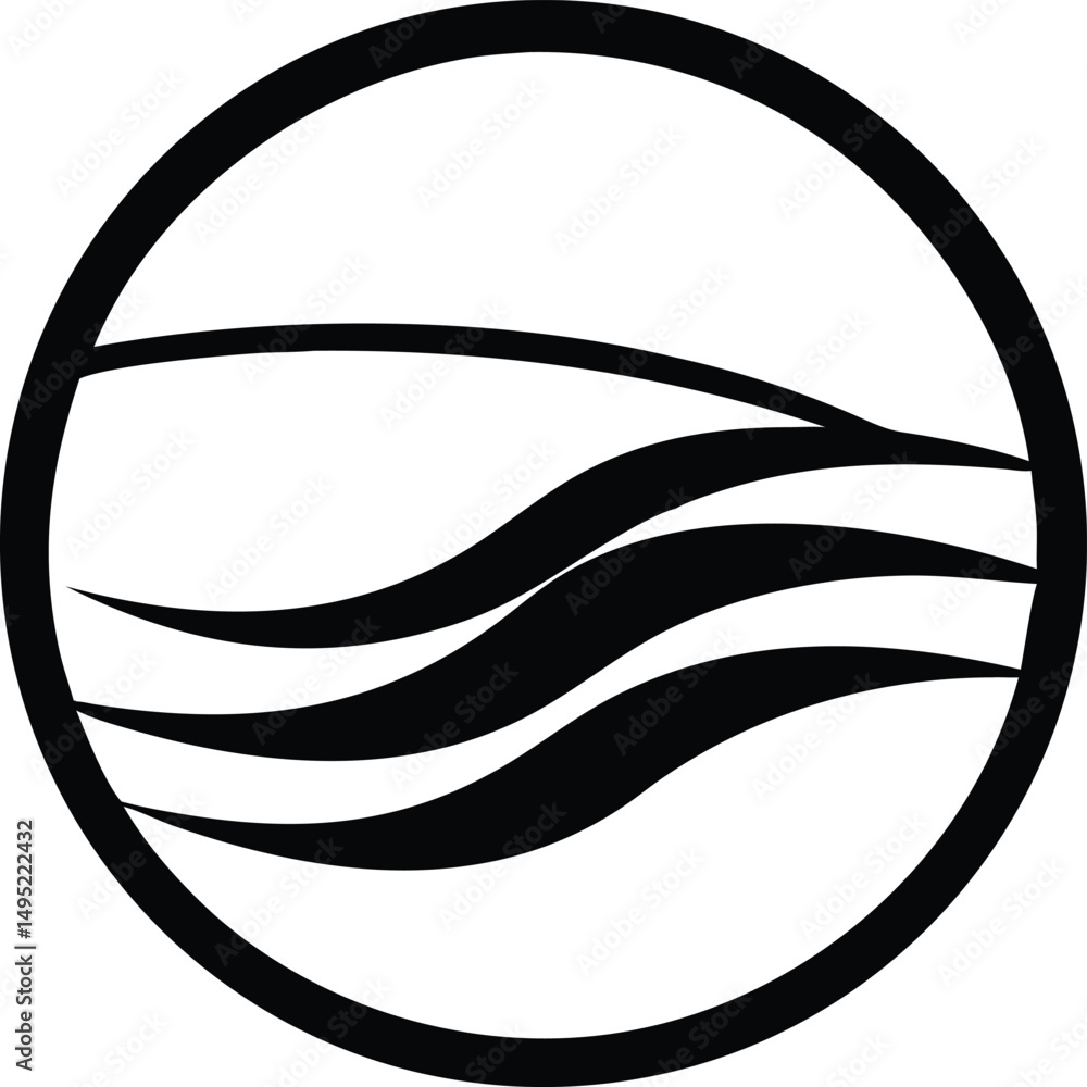 Poster minimalist circle logo design featuring a simple wave line inside for branding