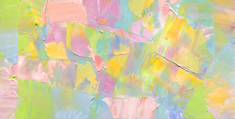 Fototapeta premium Abstract oil paint brush strokes as multicolor textured background, textured wallpaper, painting pattern, art print