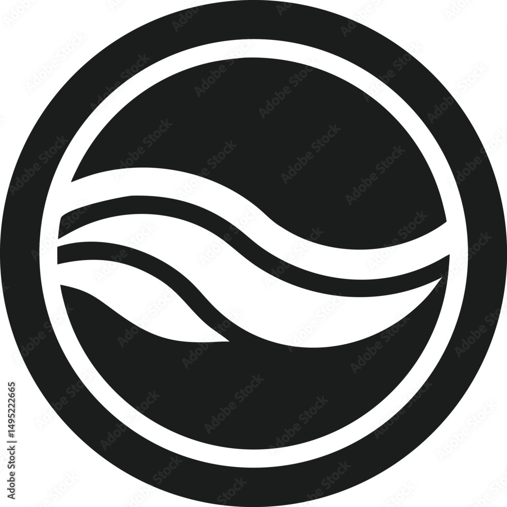 Poster minimalist circle logo design with simple wavy lines for branding and identity