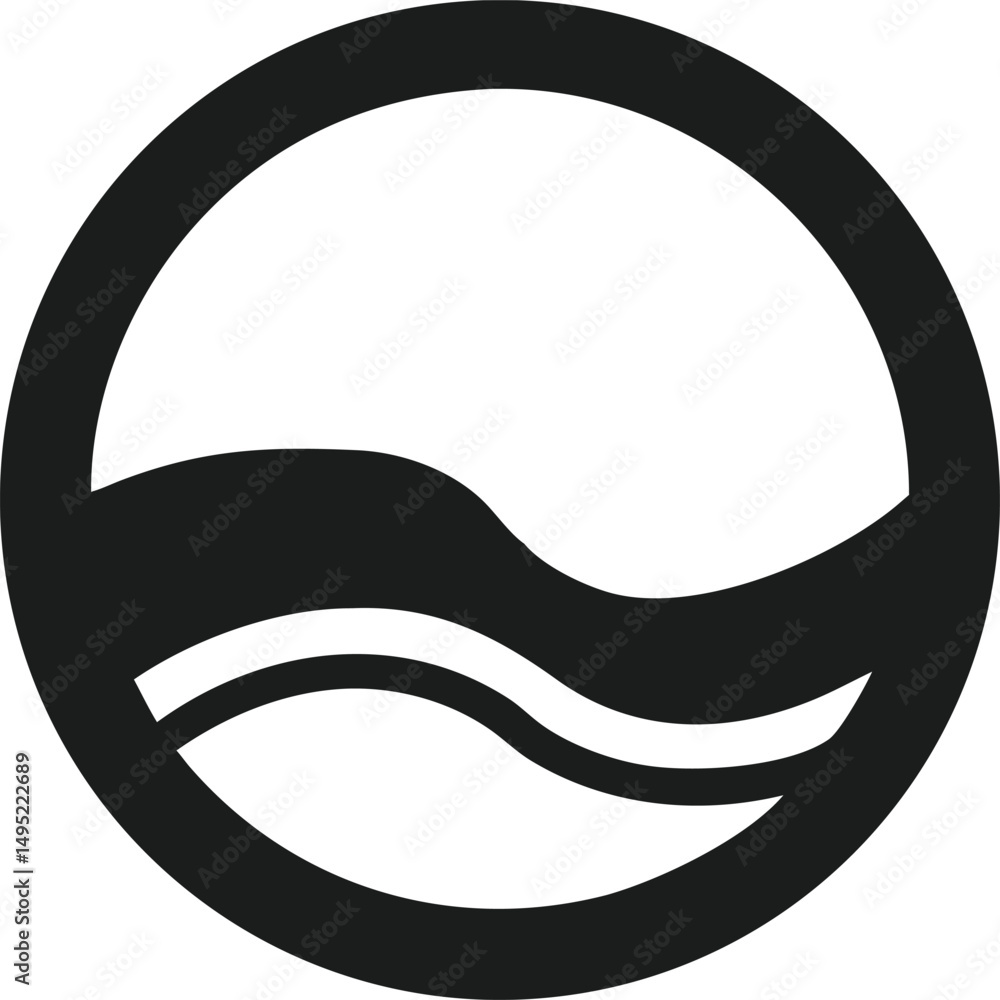 Poster Minimalist circle logo featuring a simple wave line inside the shape design