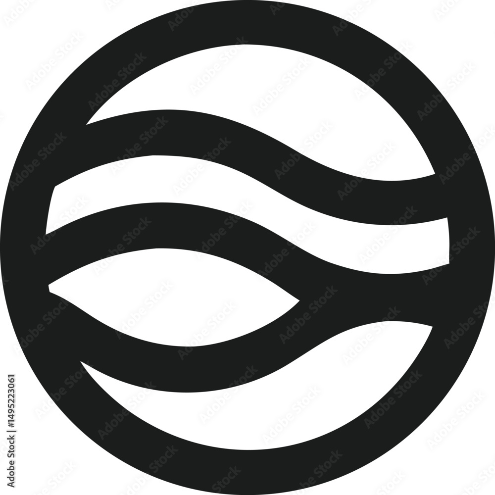 Poster minimalist circle logo with simple wave lines design for branding and identity