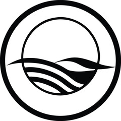 Minimalist circle logo design featuring a simple wave line element