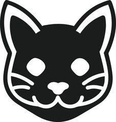 Minimalist black cat face logo design vector outline graphic illustration
