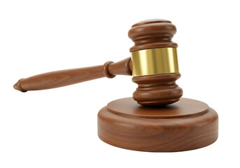 Wooden gavel, a symbol of law and justice, Isolated on transparent background, representing legal authority and judgment